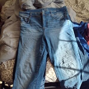 Classic Blue Straight Leg Jeans with Faded Denim